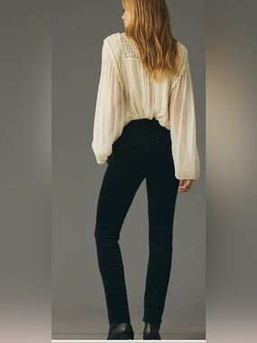 Pilcro Brushed Corduroy Forest Green High Rise Skinny Size Petite 27 (4/6)